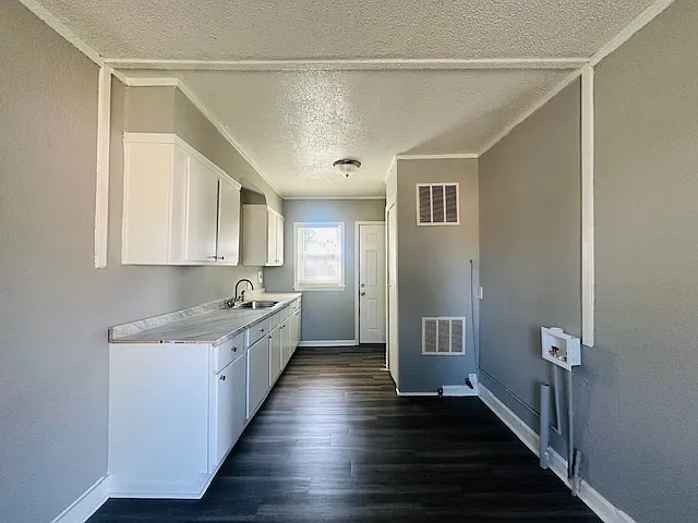Kitchen leading to backyard
