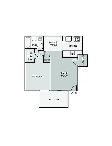 Floor plan 1 Bedroom 1 Bath