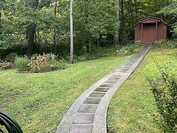 Sidewalk to storage building