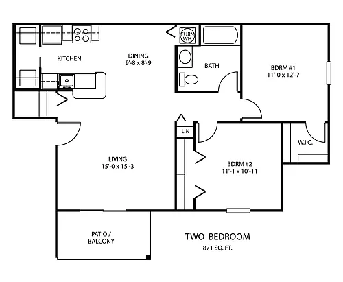 Floor plan Two Bedroom - Large