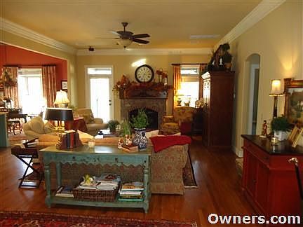 Family room opens to kitchen and dining room.