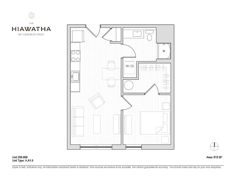 Floor plan Hiawatha 1BD Plan I
