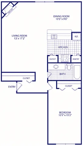 Floor plan 1 bed 1bath