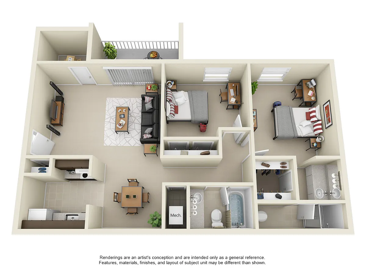 Floor plan 2 Bedroom South