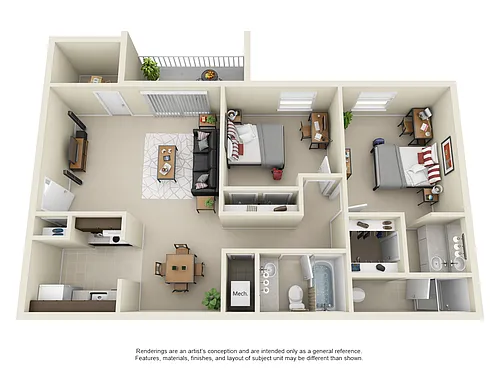 Floor plan 2 Bedroom North