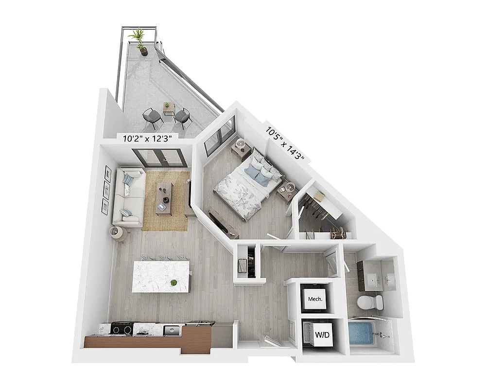 Floor plan One Bedroom - A1H