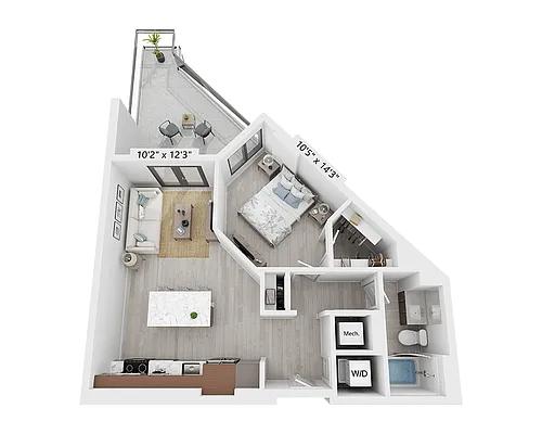 Floor plan One Bedroom - A1H