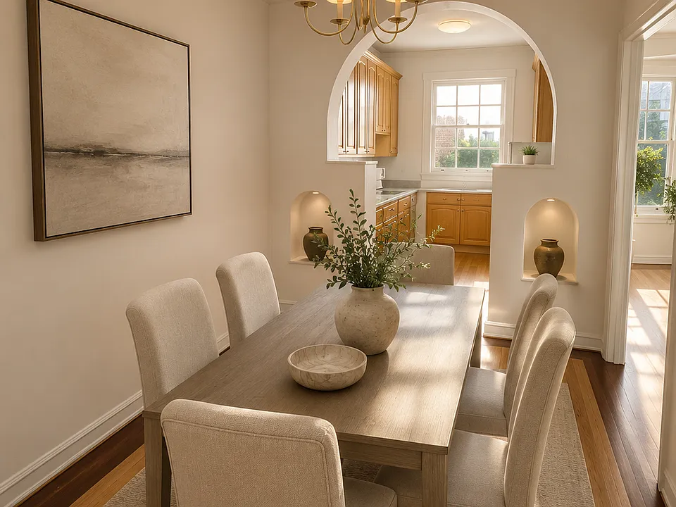 Unit #601 lovely dining room with gorgeous hardwood floors
