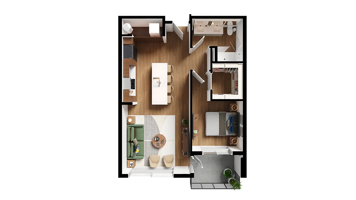 Floor plan 1BR-B