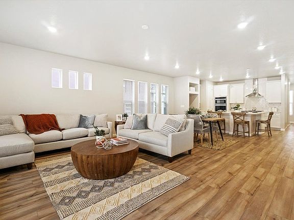 A view of the great room and kitchen