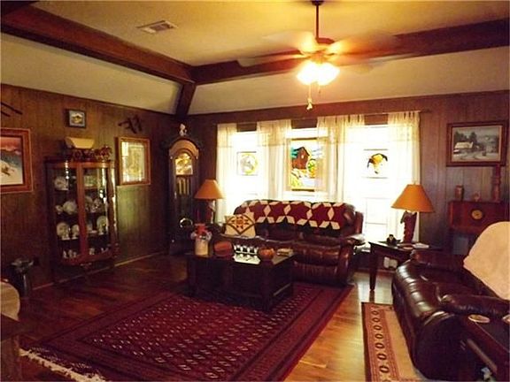 Wood floor throughout family room