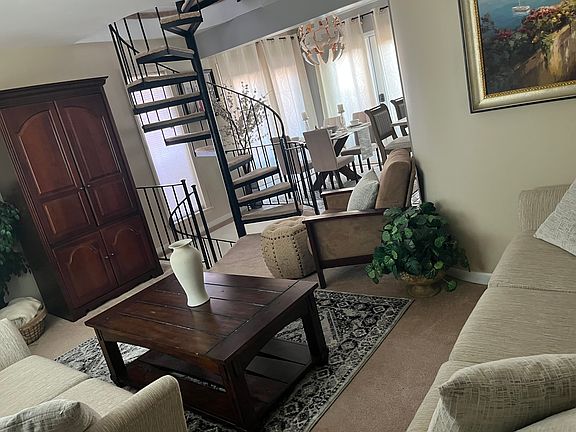 View upon entry- living room, dining room