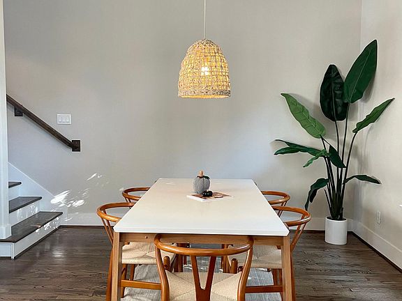 Modern light fixture in the dining area