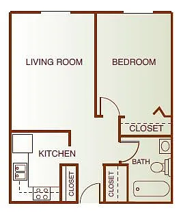 Floor plan One-Bedroom (Elevator Building)