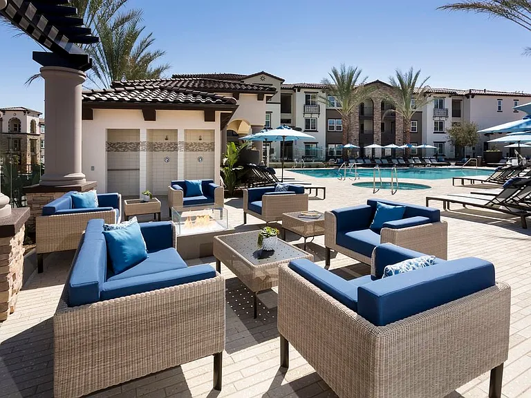 Outdoor Fireplace with Lounge Seating