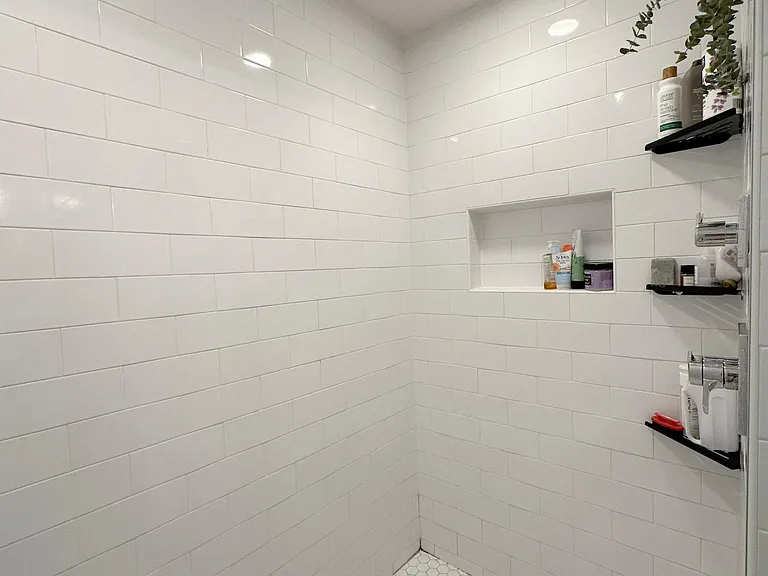 Master shower with dual shower heads.