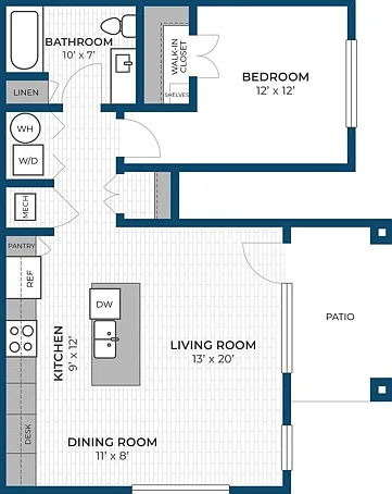 Floor Plan 1B | Seasons at North Aurora | Apartments in North Aurora, IL Floor Plan 1B | Seasons at North Aurora | Apartments in North Aurora, IL