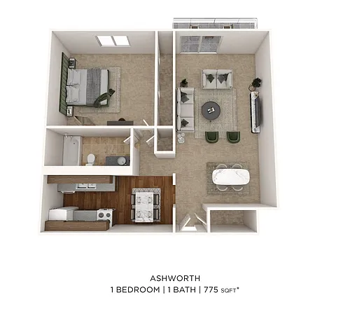 Floor plan One Bedroom - 775 sqft