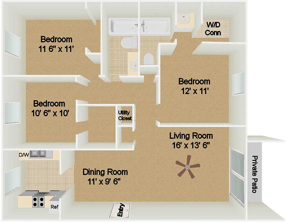 Floor plan Three Bedroom