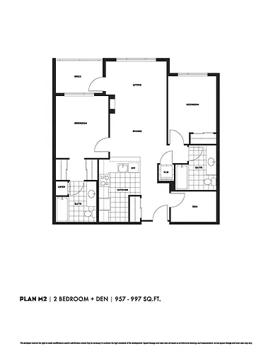 Floor plan 2x2 + Den - E1