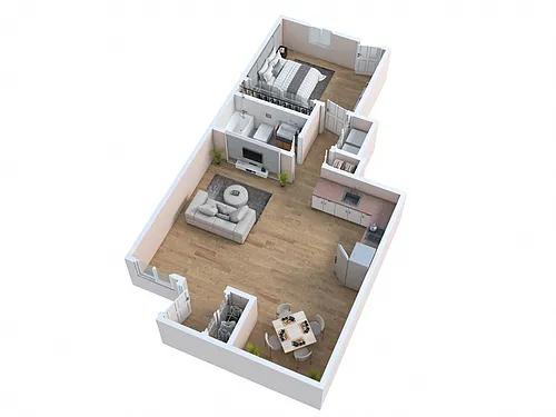 Floor plan The Clementine - One Bedroom One Bath Villa