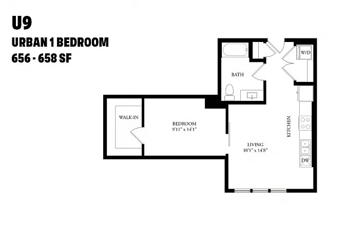 Floor plan Urban One Bedroom U9