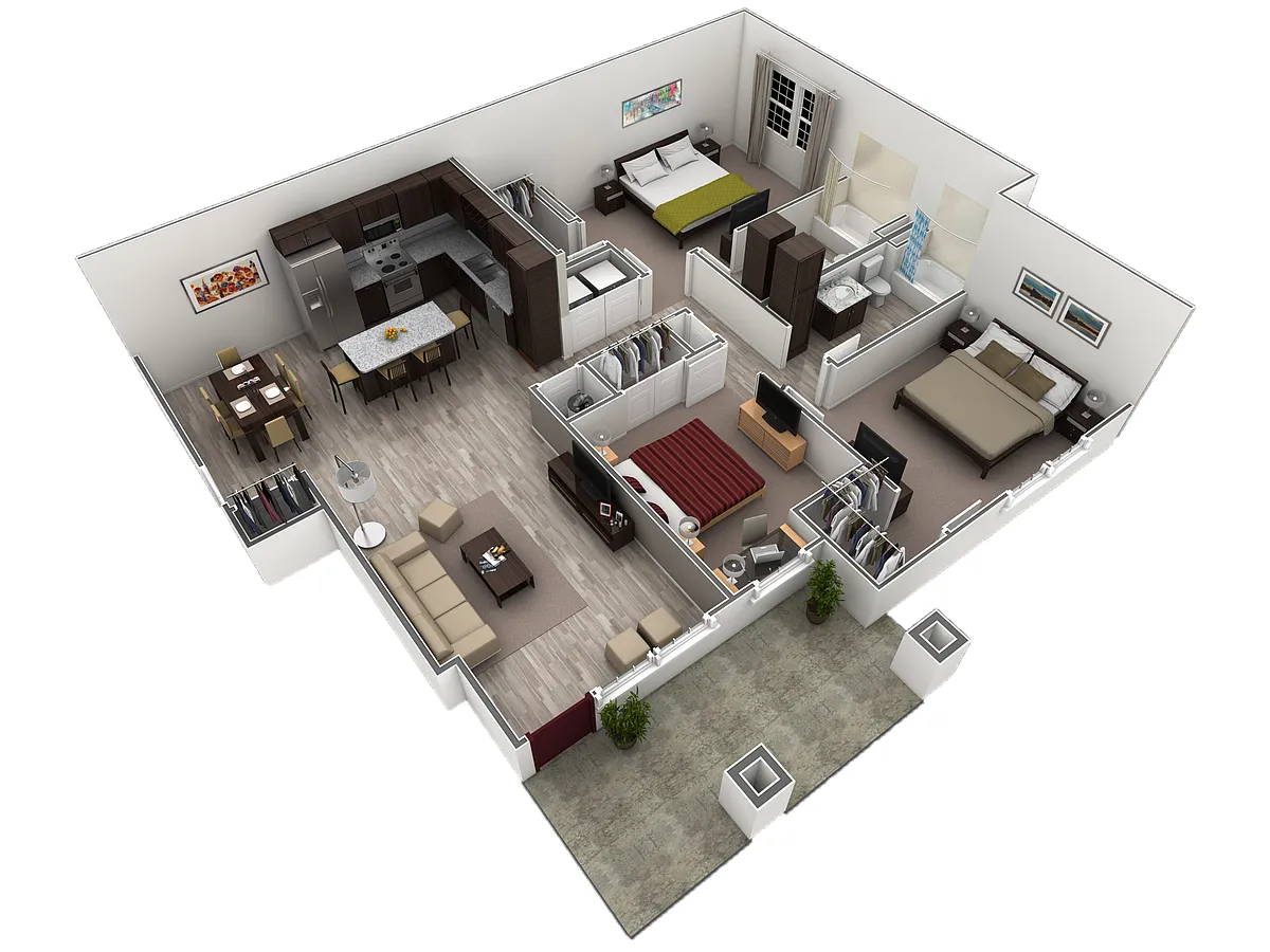 Floor plan 3 BR Grand Courtyard