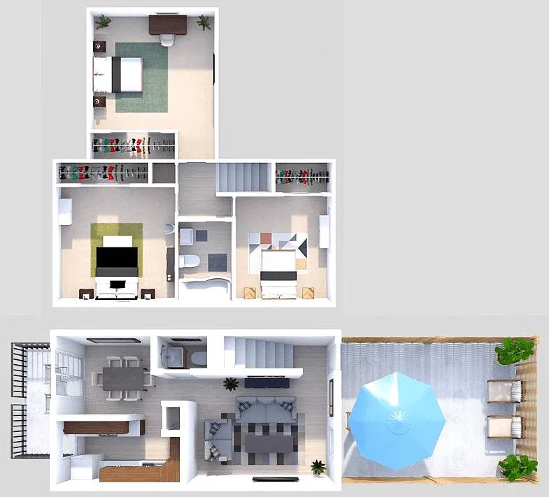 Floor plan C2 3 Bedroom 1.5 Bath Townhome