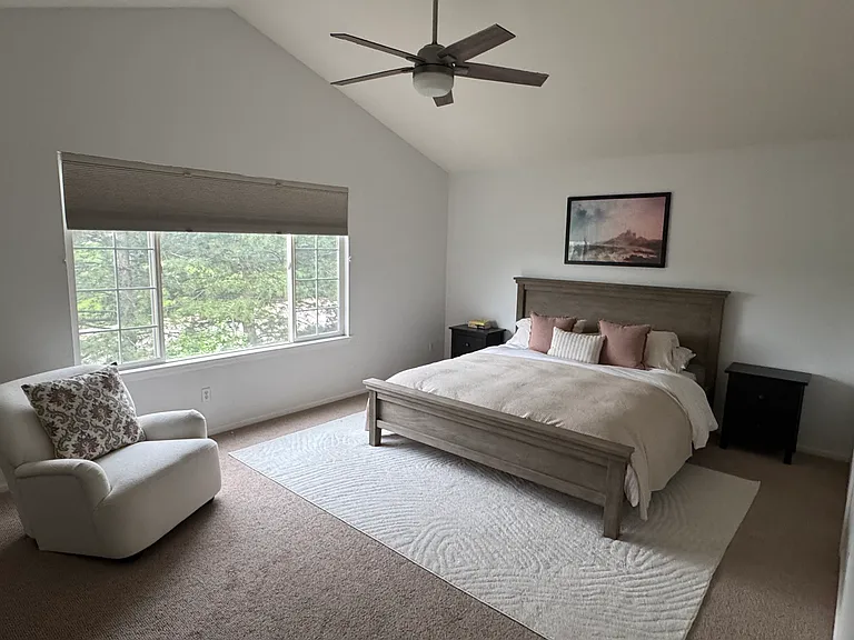 Upstairs Master Bedroom (#1) includes a large en suite with 2 sinks, a jetted tub, stand-up shower, private toilet room, large walk-in closet and heated floors.