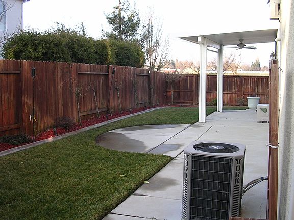 Landscape Back yard, Patio Cover/Fan