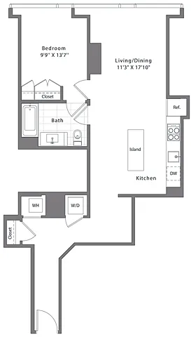 Floor plan 1 Bed - 1 Bath | A08
