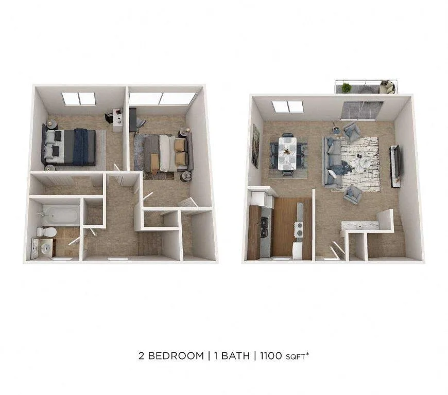 Floor plan Two Bedroom Townhome - 1,100 sqft