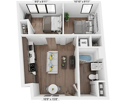 Floor plan Two Bedroom B1B