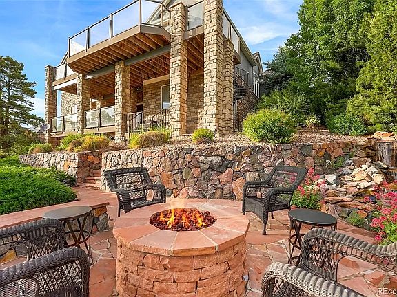 View from fire pit. Waterfall is visible on the right side of the photo.