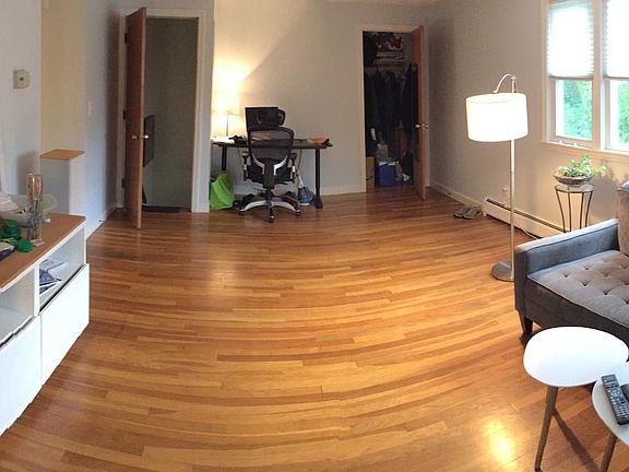 Living room with ample closet space.