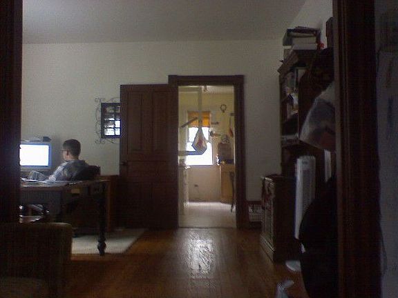 Living room to kitchen view.