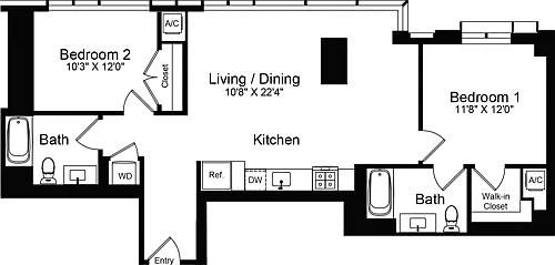 Floor plan 2 Bedroom J