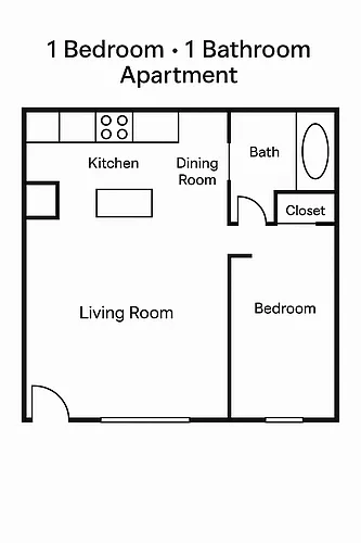 Floor plan 1 Bed 1 Bath