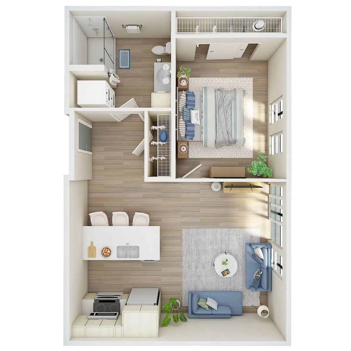 Floor plan 1 Bed, 1 Bath - MFTE - L