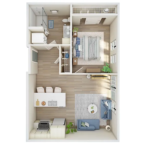 Floor plan 1 Bed, 1 Bath - MFTE - L