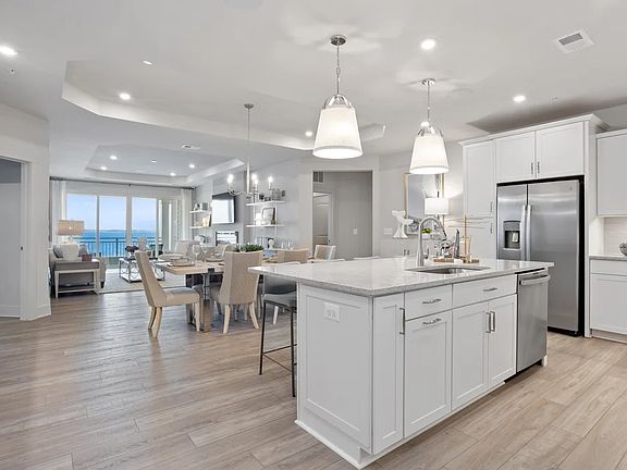 Kitchen, dining area and great room
