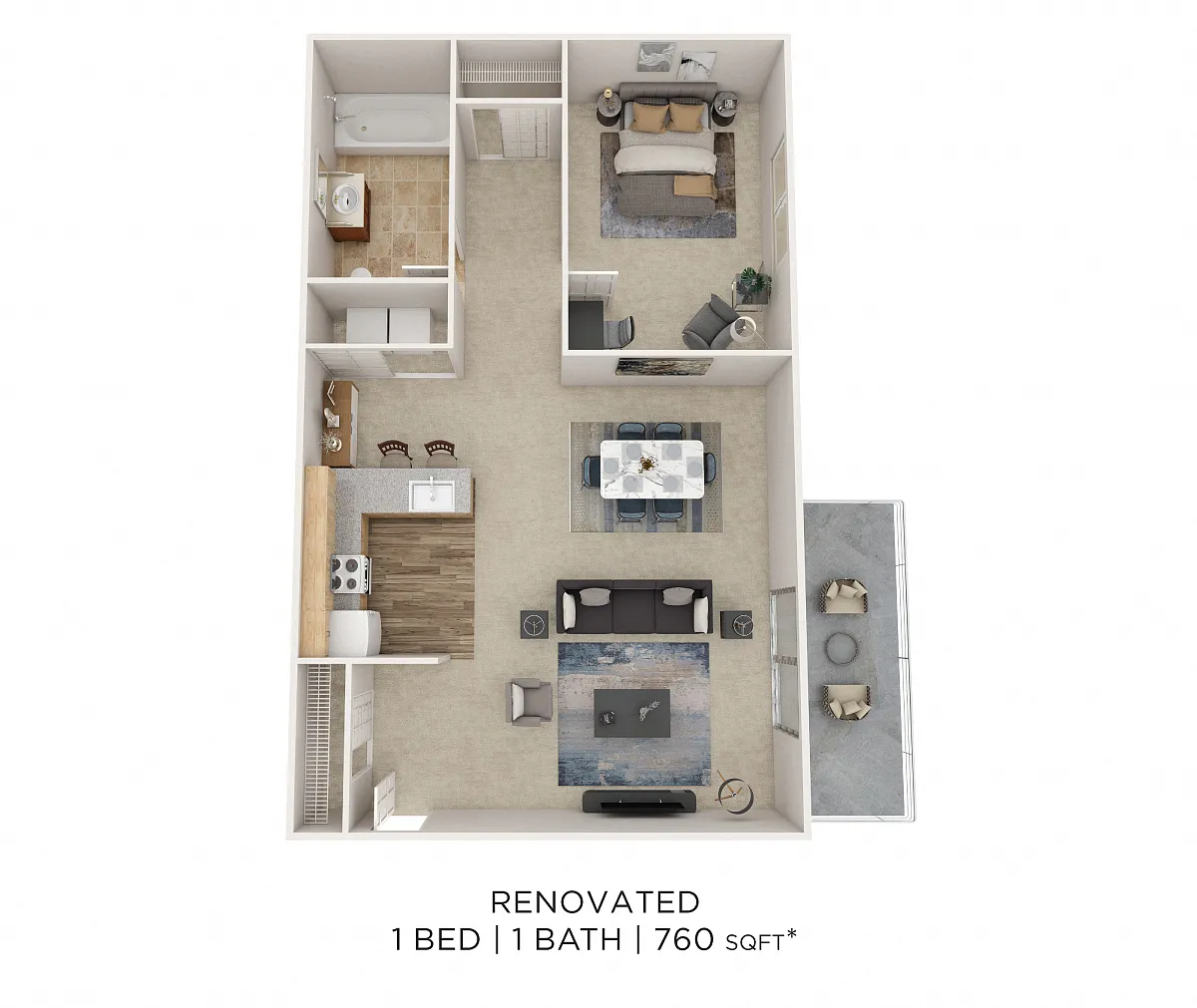 Floor plan One Bedroom - 760 sqft