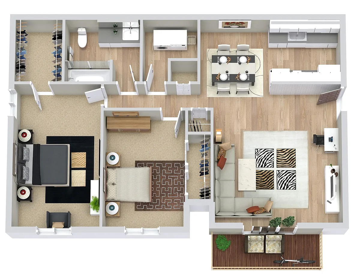 Floor plan 2 Beds | 1 Bath Premium Upgrade