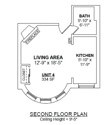 Floor plan 1Bed 1Bath Type 2