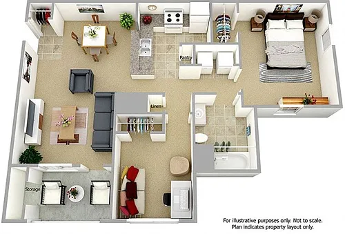 Floor plan One Bedroom One Bathroom W/Den 60% Phase III