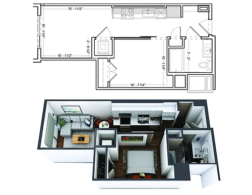 Floor plan Urban 1 Bedroom U1