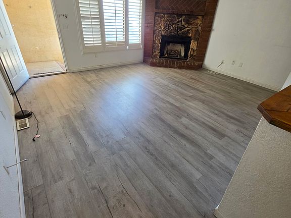 Front door and gas fireplace