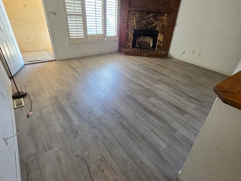 Front door and gas fireplace
