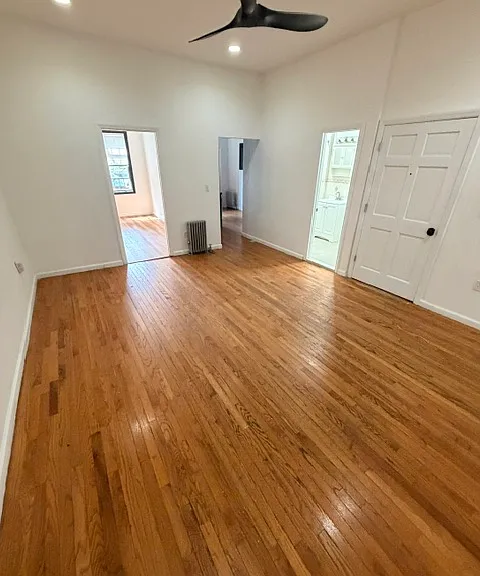 Looking into garden side bedroom and brand new kitchen