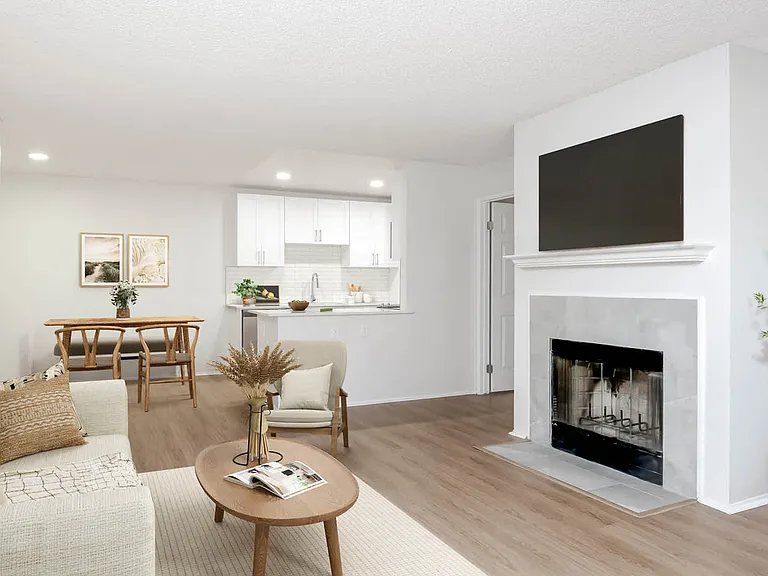 Living Room with Fireplace and Hard Surface Flooring